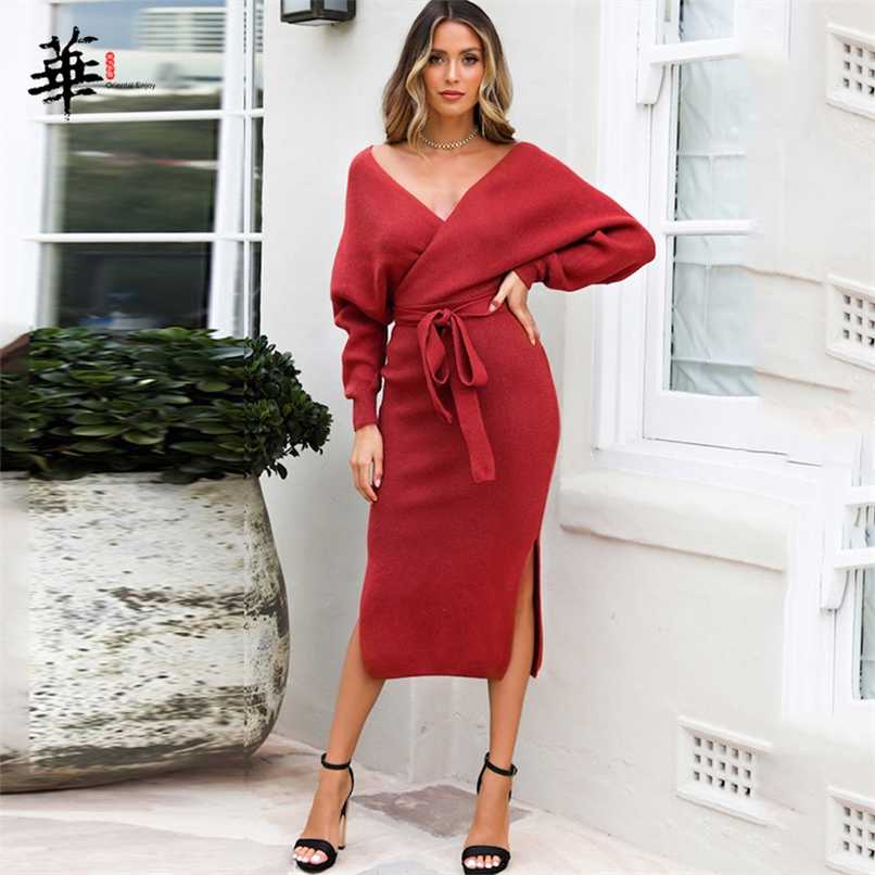 

Women' Knitted Dress Winter Sexy Casual Long Sleeve Fashion Party Plus Size Vintage Elegant Sweater Dresses for Women Female 211110, Fuchsia