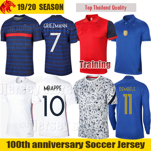 

France soccer jersey MBAPPE Euro 2020 Maillot de foot equipe GRIEZMANN Football Shirt Maillots de football 2021 100th 100 years, Black;yellow