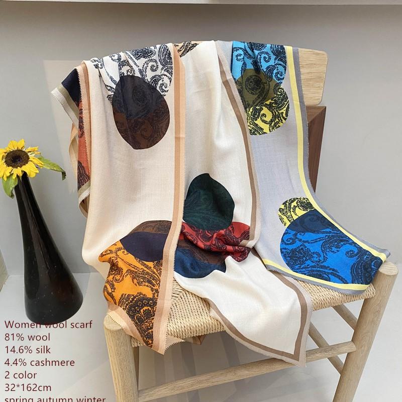 

Scarves Naizaiga Women 81% Wool Print Air Conditioner Warm Scarf Ring Shawl HCY1930