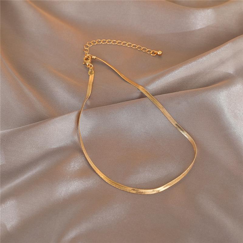 

Chains Necklace Jewelry Korea Simple Choker Snake Bone Ins Cold Clavicle Pendant, Silver