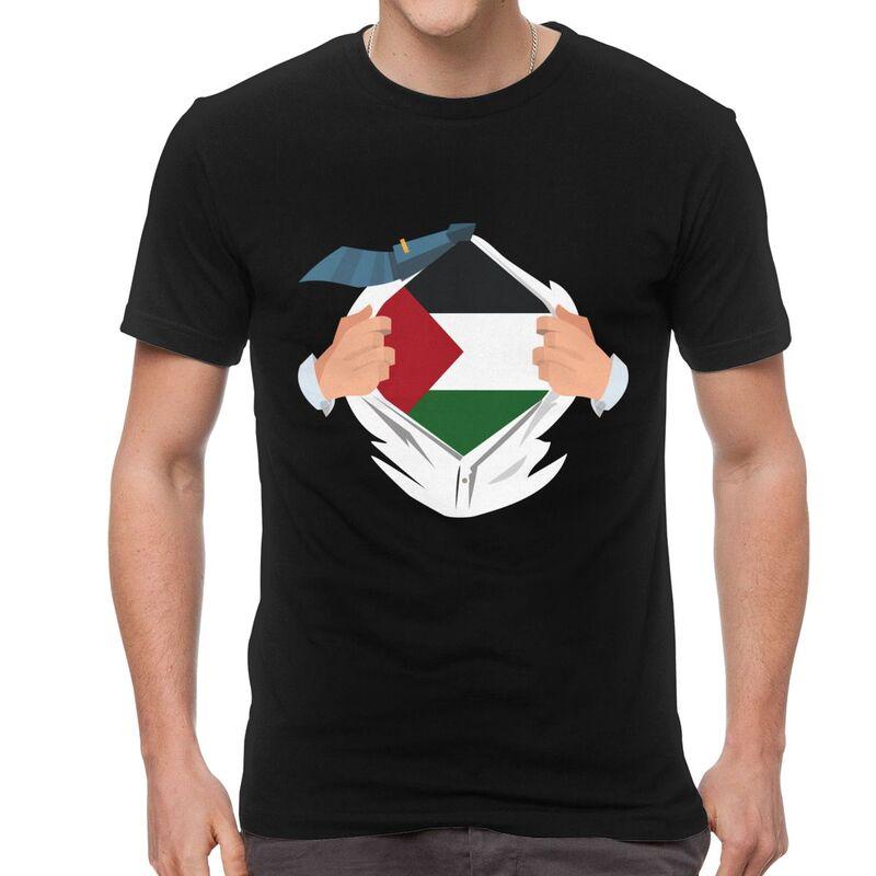 

Men's T-Shirts Flag Of Palestine T Shirt For Men 100% Cotton Printed Novelty Tshirt Short Sleeve Palestinian Pride Tee Tops, Dark grey
