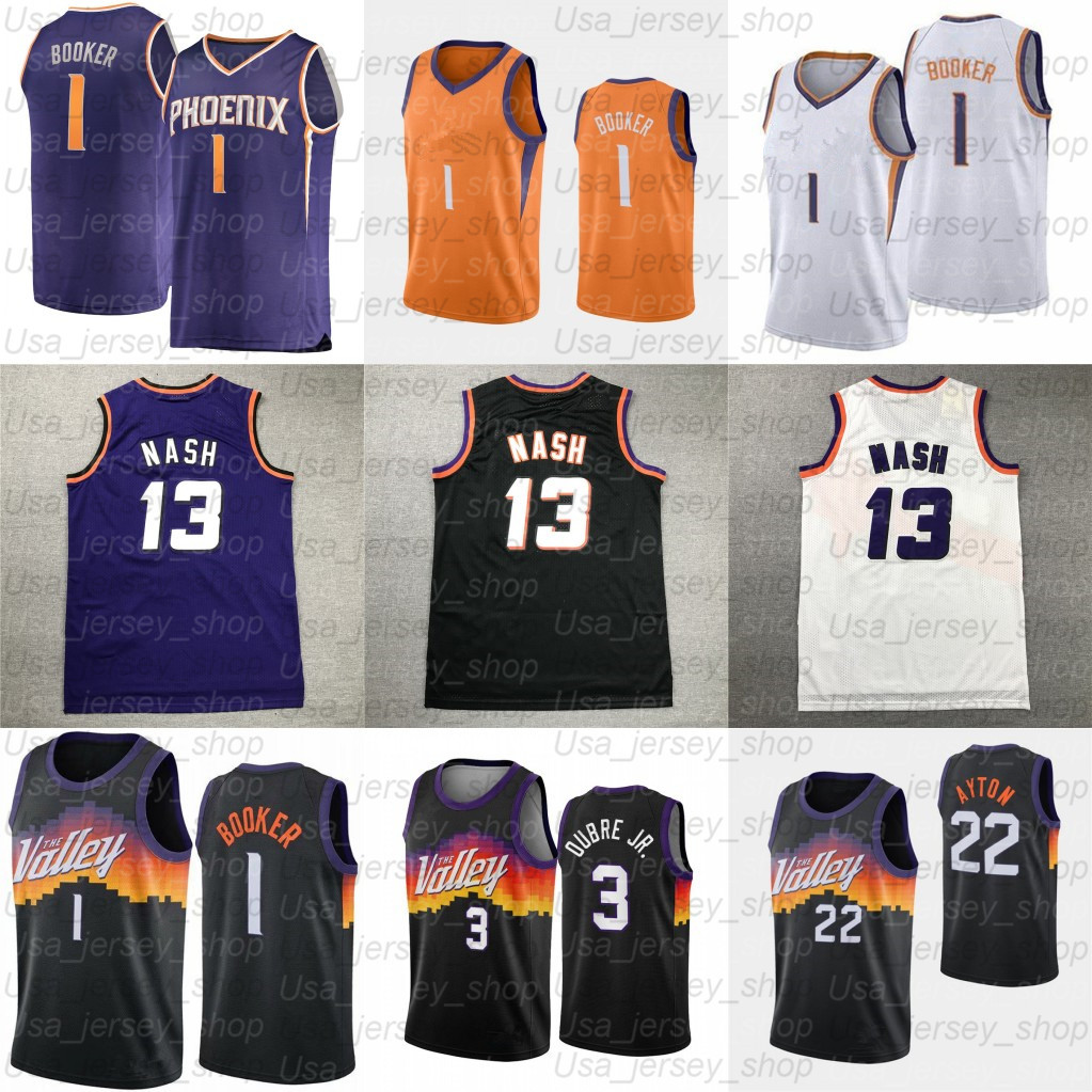 

2021 Devin 1 Booker Basketball Jersey DeAndre 22 Ayton Chris 3 Paul Jerseys Retro Mesh Steve # 13 Nash Charles 34 Barkley Mens Youth kids size S-XXL, Black;red