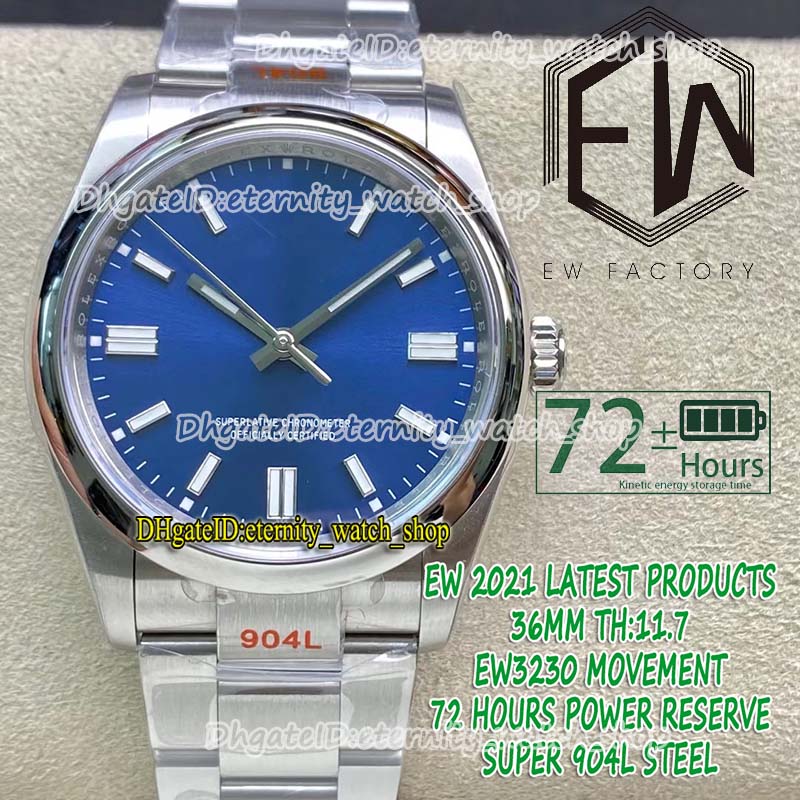 

eternity Lovers Watches Top version EWF 36mm TH:11.7mm 126000 EW3230 Automatic Mechanical Bright Blue Dial Lady Watch Polished Bezel 904L Steel Case And Bracelet 1003, Watch waterproof production cost