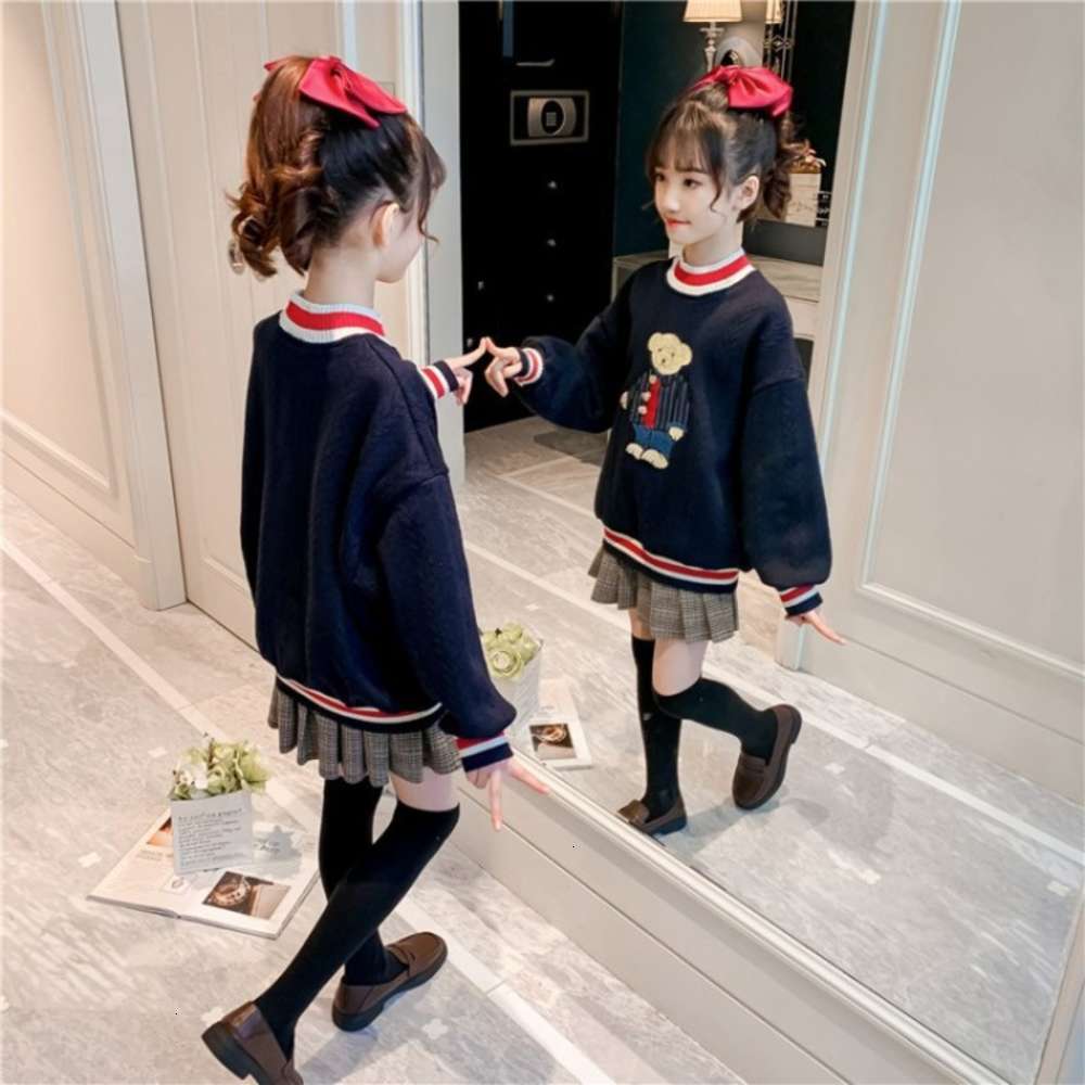 

Hoodies & Sweatshirts Physical shootingautumn foreign sle sweater middle school universi winter wear children's plush and thickened Girls', Black