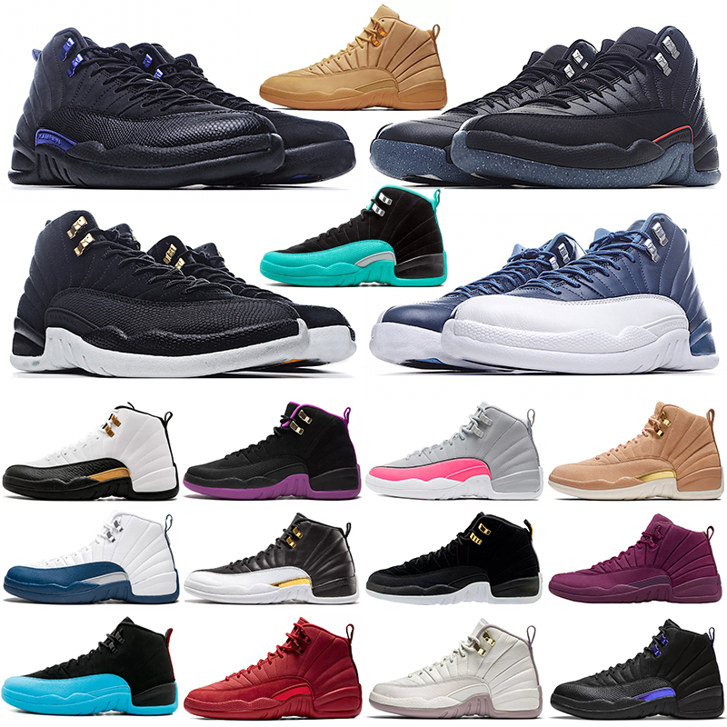 

12s basketball shoes jumpman 12 mens sports sneakers university gold indigo black dark concord CNY cherry gym red high trainers with keychain, I need look other product