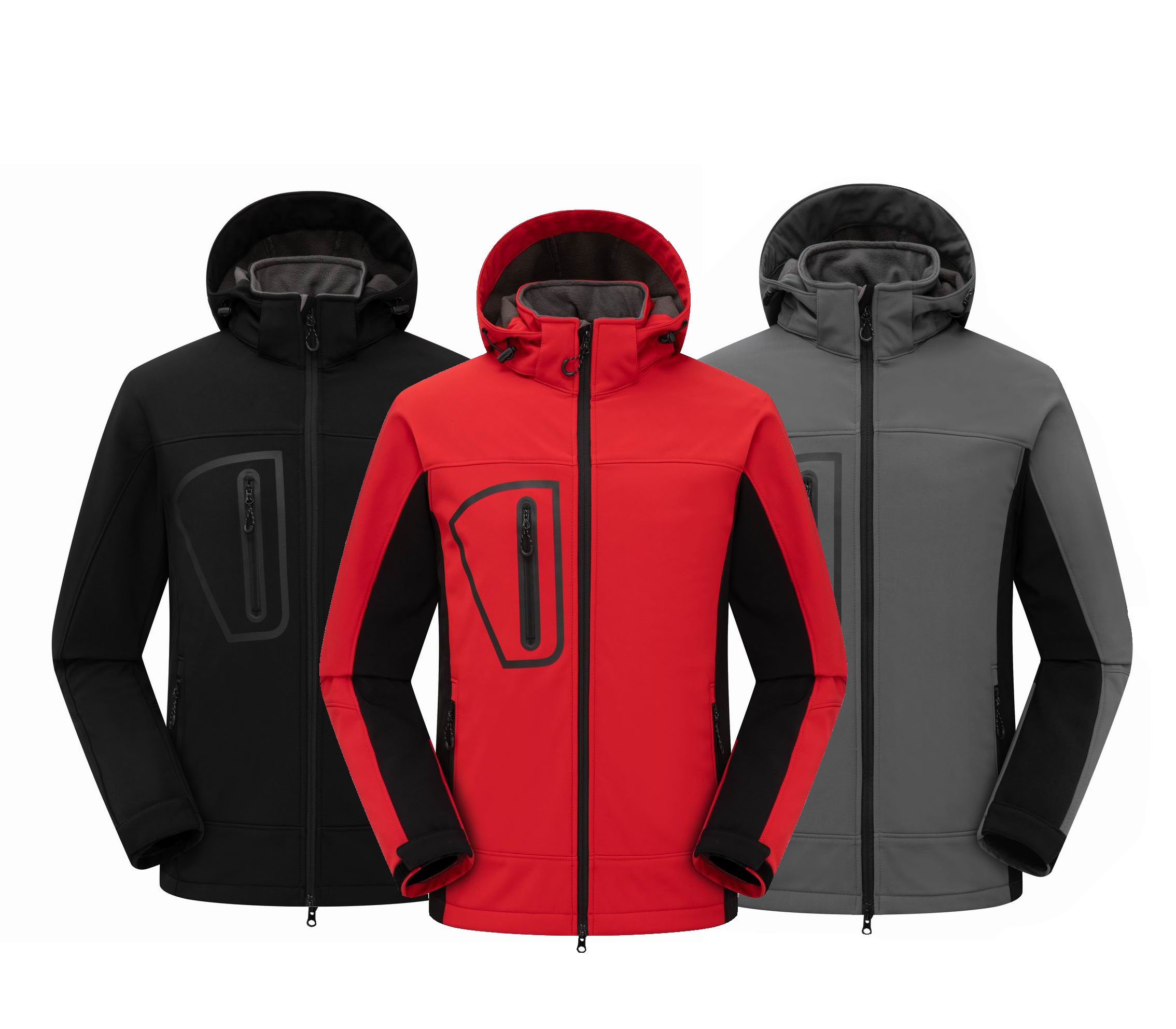 

Mens Outdoor Soft Shell Fleece Lined Sports Hooded Jacket Coat Breathable Hiking Camping Trekking Golf Outwear Windbreaker, Red