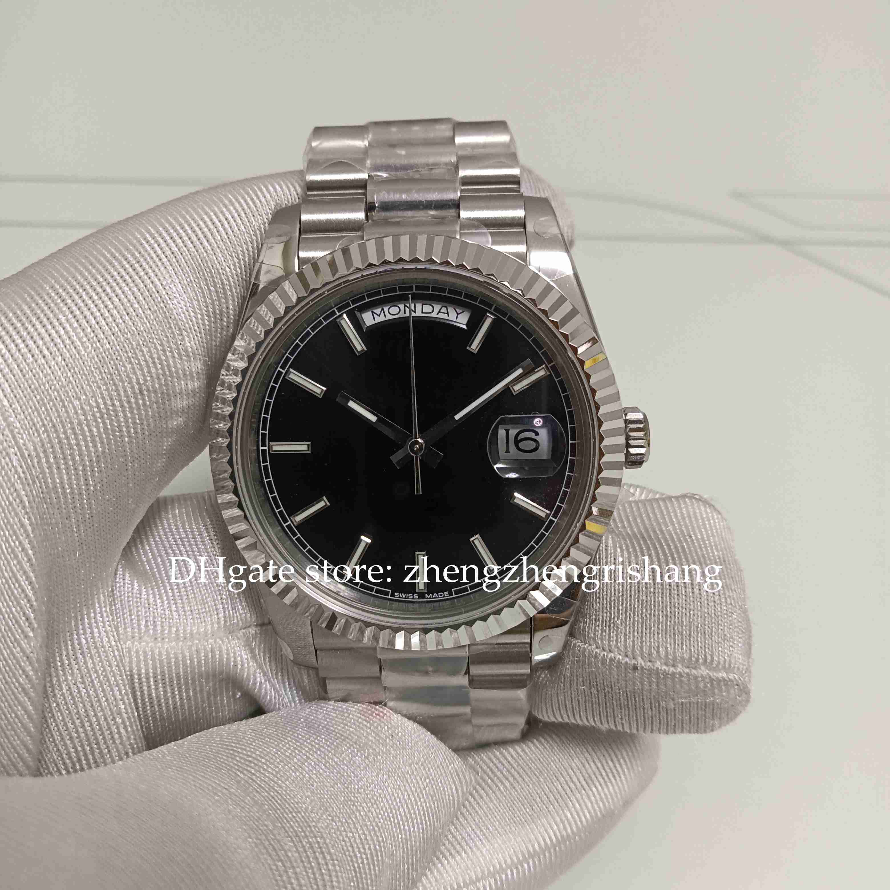 

Top Quality BP Factory Watch Mens Bracelet 228239 Men's Date Auto 40mm White Gold President Black Dial Original Box Asia 2813 Movement Men Automatic Watches