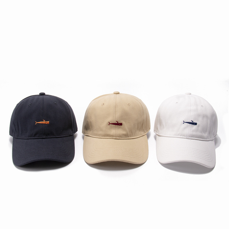

INS Fashion Brand Fish Embroidered Hat Mens Korean-Style All-Match Japanese Baseball Cap Womens Street Summer Peaked Cap No. 1, Khaki