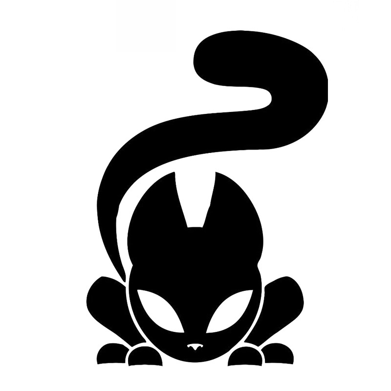 Cat Animal Cartoon Car Sticker High Quality Car Window Decoration Personality Waterproof Decal Black/white, 16cm*11cm-image-687116377