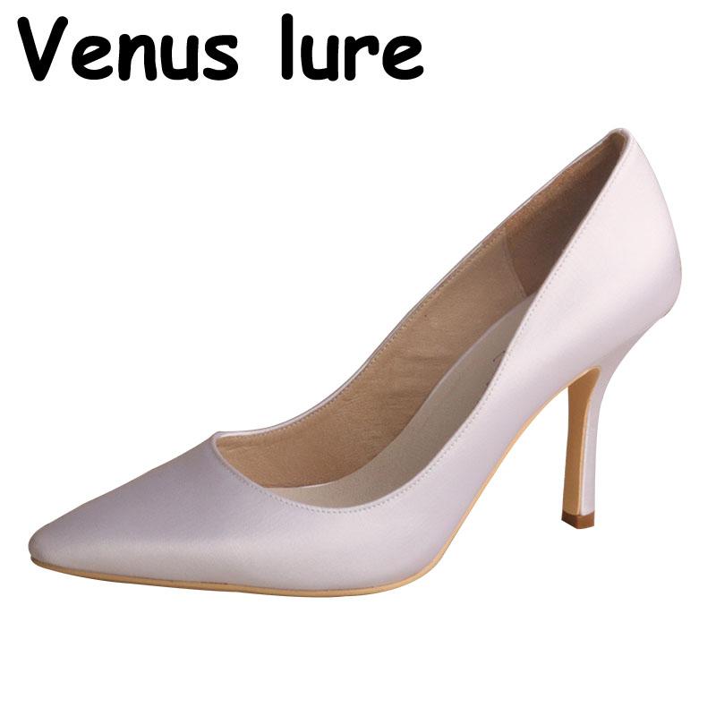 

Colors Lure Pointed Toe Heel Pumps Stiletto 9.5CM White Wedding Dress Shoes, Black