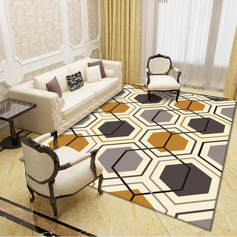 

Carpets Modern Geometric Living Room Carpet Bedroom Coffee Table Study European Style Kitchen Home Non-Slip Decorative Floor Mats