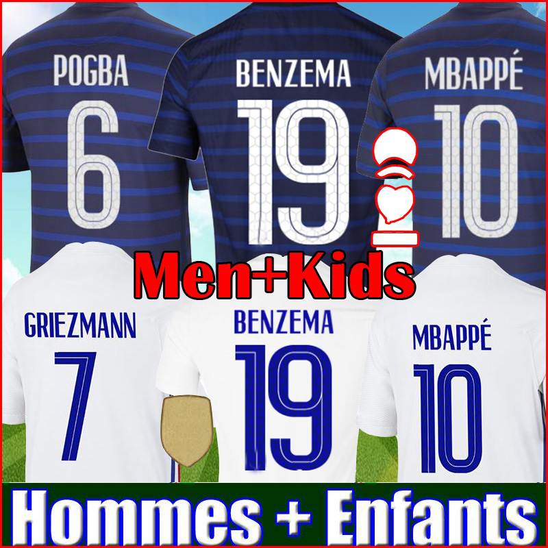 

Maillots de football 2021 THAILAND QUALITY 20 21 soccer jersey MBAPPE GRIEZMANN POGBA maillot foot FEKIR PAVARD kit top shirt hommes enfants MEN + kids set, 1998 white