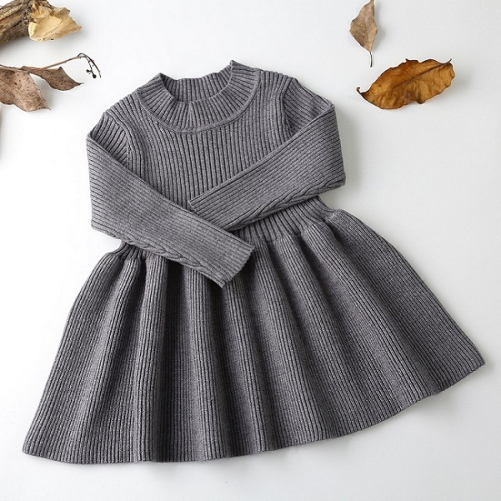 

Girl's Girls Knitted Dress autumn winter Clothes Lattice Kids Toddler baby for girl princess Cotton warm Christmas Dresses C0228, As pictures