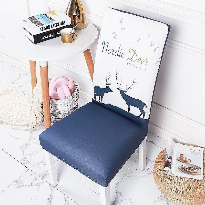 

Spandex Elastic Chair Cover Printed Dining Room Covers Christmas Home Kitchen Dinette Decoration