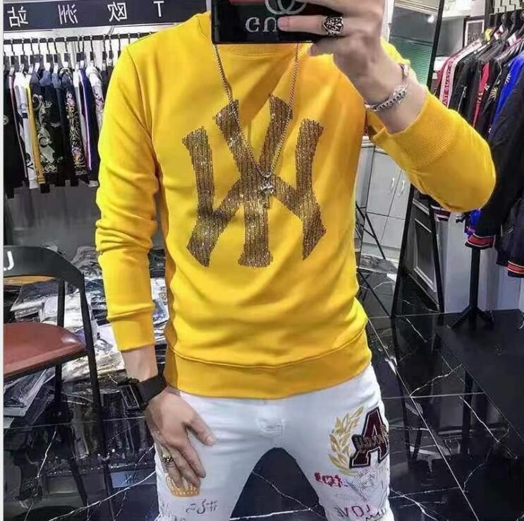 

European station sweater men's tide ins Korean version of the trend of hot drilling bottoming shirt European trend men's men's autumn shirt, W2
