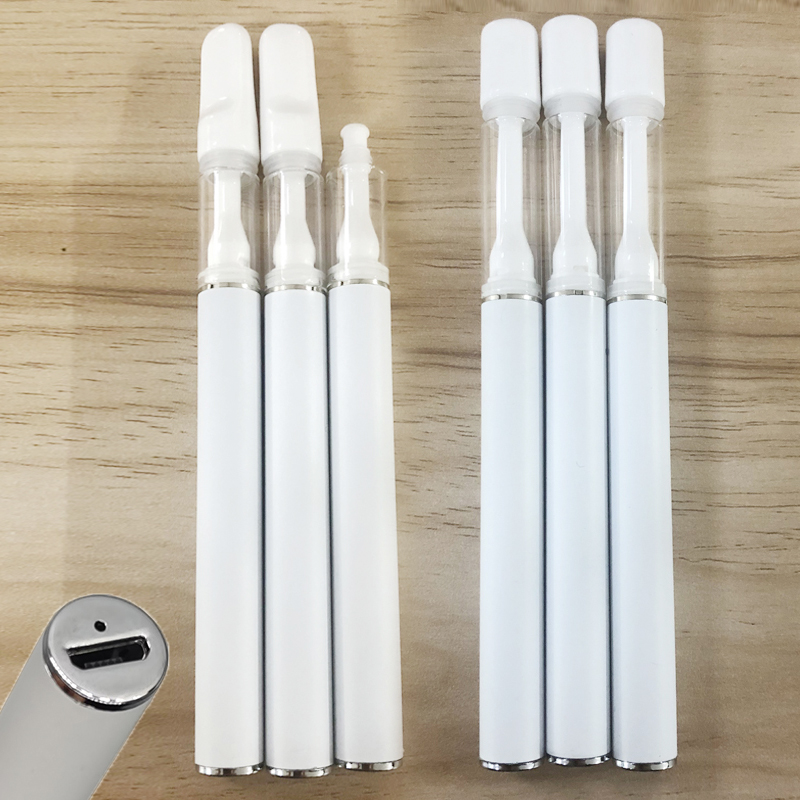 

Lead Free Full Ceramic Disposable Vape Pens 0.5ml 1ml Glass Tanks 290mAh Rechargeable Battery Premium Thick Oil Cartridges Empty Ecigs Vaporizer Carts