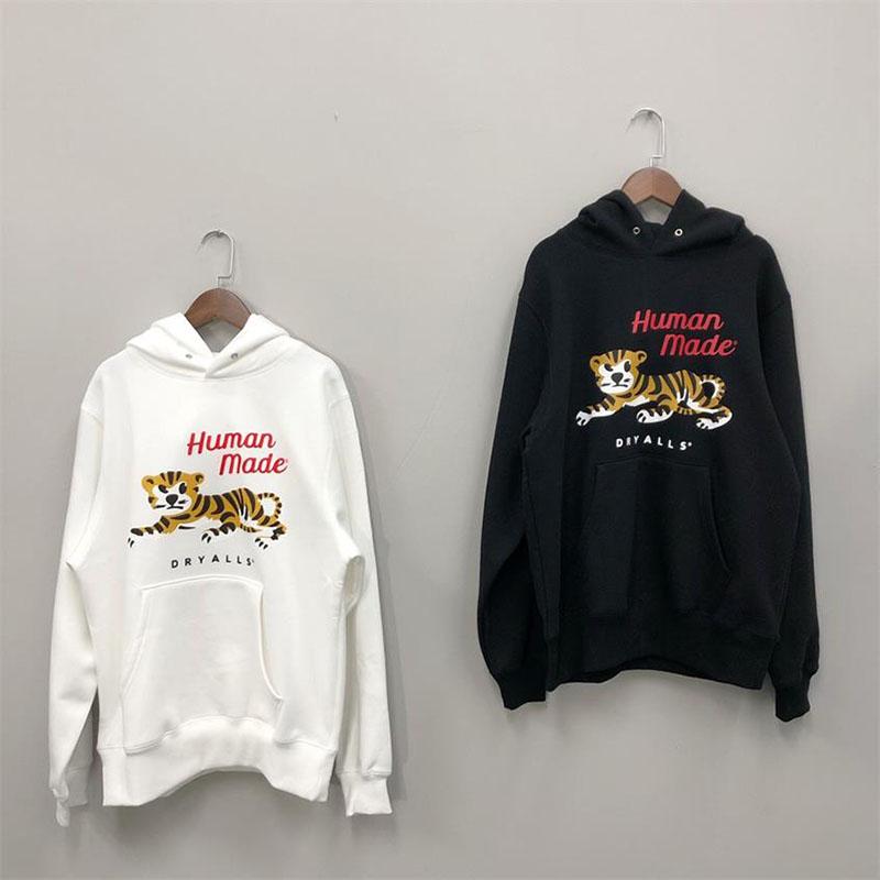 

Men's Hoodies & Sweatshirts Human Made Oversized Sweatshirt Letter Tiger Print Cotton Fleece Men Women 1:1 High Quality Casual Pullover, Black
