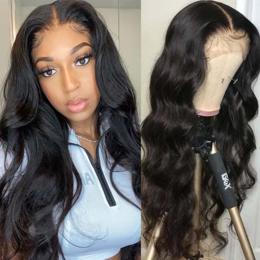 

100% Closure Wig 13x6 HD Lace Frontal Wig 30 32 Inch Brazilian Body Wave Lace Front Human Hair Wigs Preplucked Queenlife 4x4 5x5 Lace Closure Wig, Natural color