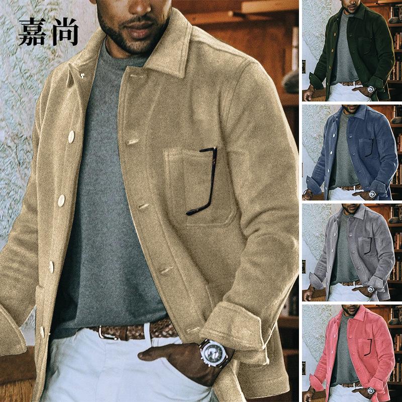 

Men's Jackets Fall 2021 Casual Solid Lapel Trend Jacket For Men, Black;brown