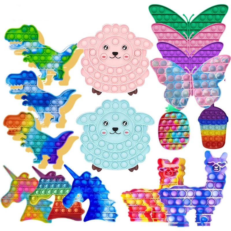 

US Stock Silicone Tie-Dye Alpaca Push Bubble Sensory Toy Anti-stress Relaxing Fidget Autism Toys Stress Relieve Special Needs Toy CY08