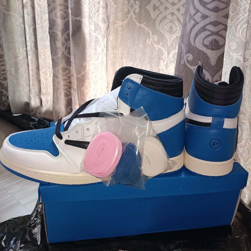 

2021 newest Top Quality Travis 1 low Military Blue basketball Shoes Fragment x 1s High OG white Cactus Man Sports Sneakers DH3227-105 With box size 36~46