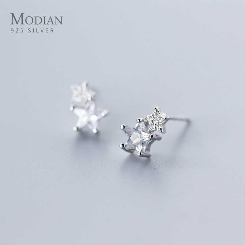 

Classic Sparkling AAA Zircon Double Layer Stars Stud Earring for Women 925 Sterling Silver Fashion Ear Pin Fine Jewelry 210707