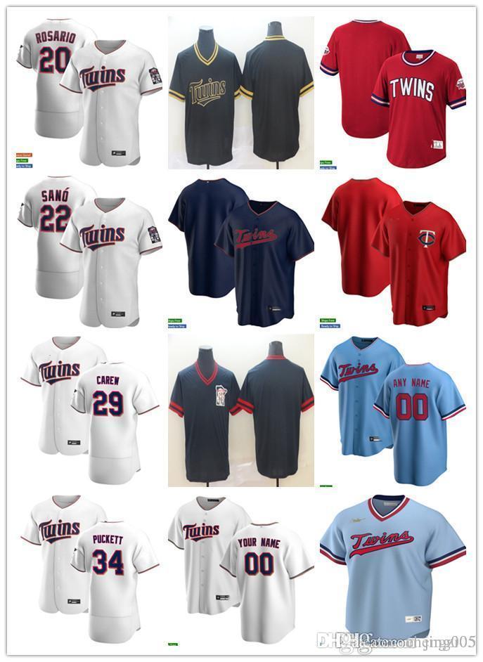 

Men Women Youth 34 Kirby Puckett 29 Rod Carew 20 Eddie Rosario 22 Miguel Sano Custom Baseball Jersey Blank red white navy blue, Colour