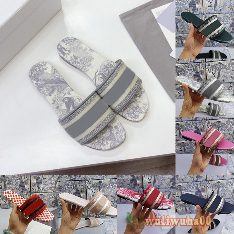 

Dway Women Sandals Slippers Embroidery CD Designer Slides Sandal Floral Brocade Flip Flops Striped Beach Leather Dazzle Summer Flower Rubber Slipper Loafers, Others shoes contact us