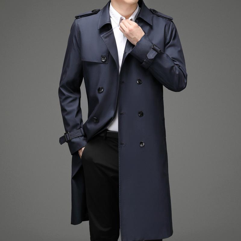 

Men's Trench Coats Paragraph Dust Coat Grows Knee-high Male Han Edition Loose Suit Collar Men Fall And Winter Leisure Jacket Wholesale, See chart