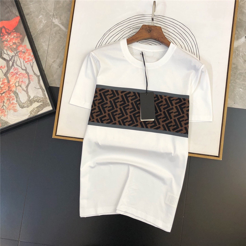 

Fashion brand 2021ss summer new Foye double F letter mesh round neck Fashion Casual Short Sleeve T-Shirt, White;black