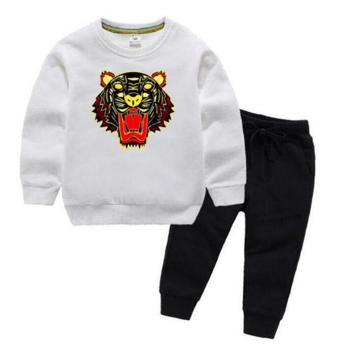 

Clothing Sets Toddle Baby Round Neck Long-sleeved Trousers Designer Kids Clothes Boys And Girls Two-piece Cartoon Print 2-8 Years, Pink+black