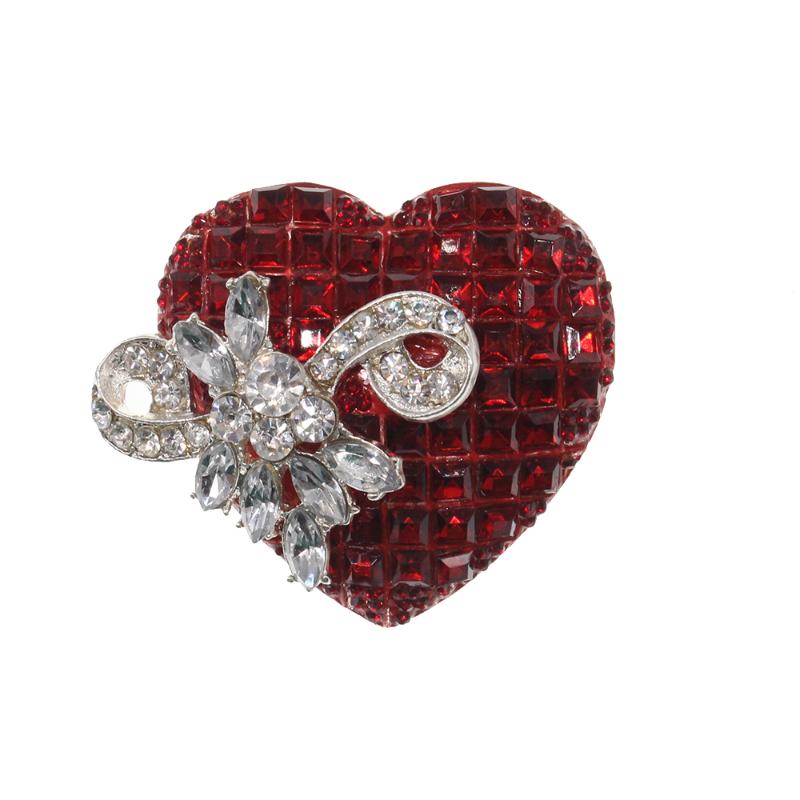 

Pins, Brooches 57mm/2.244inch Valentine's Day Gift Red Heart With Bow Shaped Rhinestone Crystal Brooch Pin Fashion Women Jewelry
