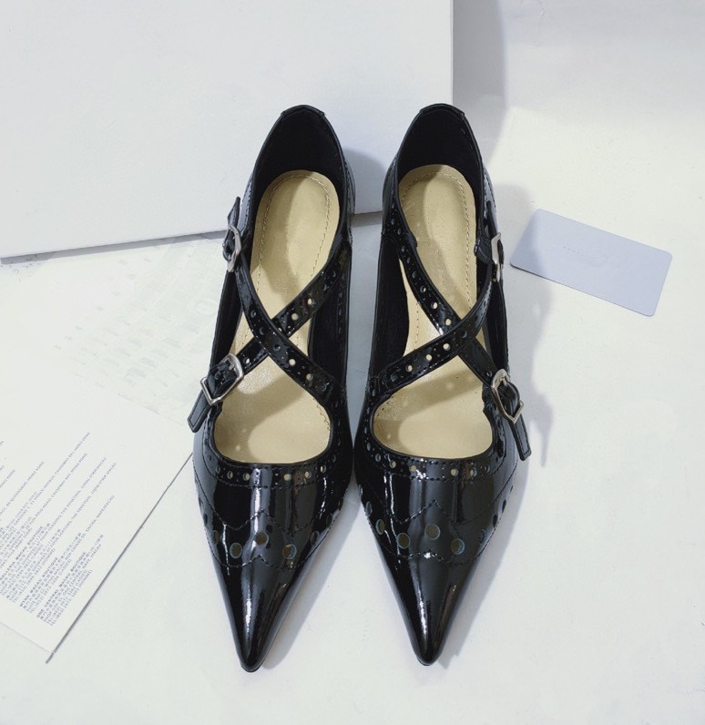 

Women Wedding Shoes Leather High Heels Shoes Woman Waterproof Heels Dress Pumps US size 34-41, 01