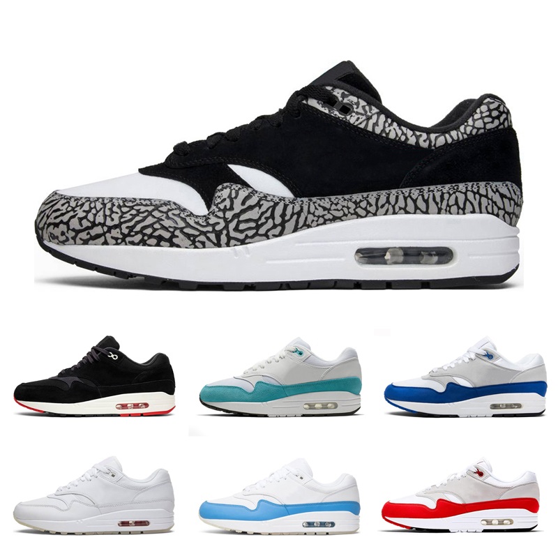 

Men 1 87 Running Shoes Sneakers Atmos Elephant Anniversary Red Time Capsule Pack Daisy Pastel Multi 1s 87s Sport Women Trainer Tenis, University blue