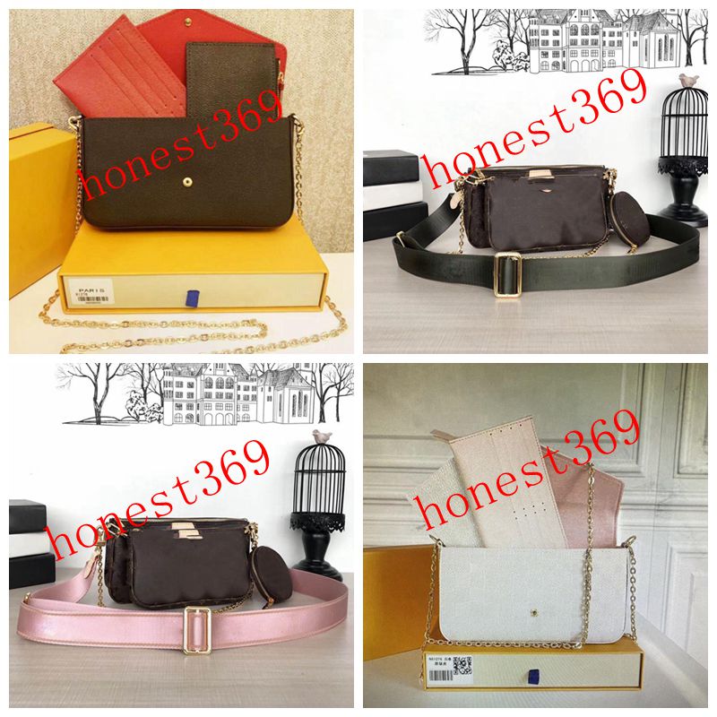 

3pcs/set POCHETTE FELICIE Women Shoulder Bags handbag handbags Messenger Chain Strap Cross Body Ladies Flap Purse Clutch, 3pcs black
