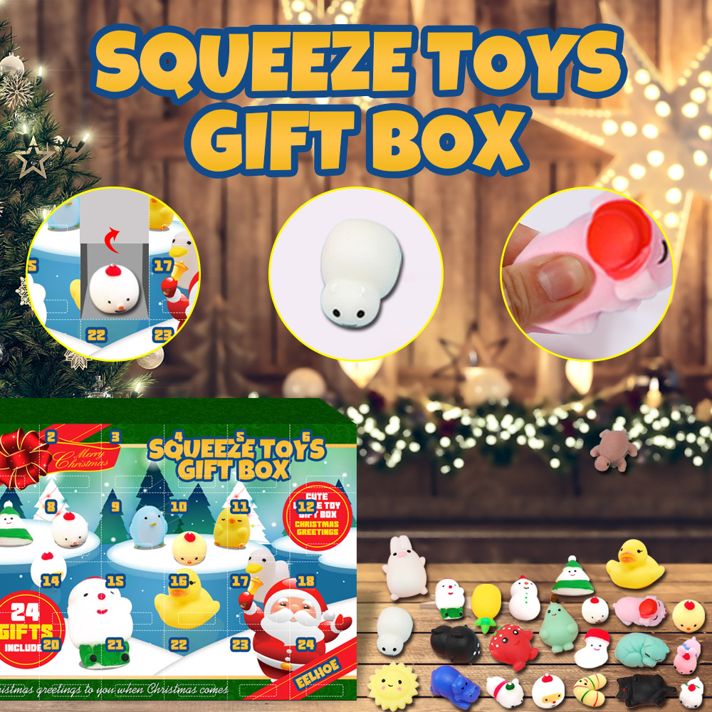 

New! 2021 Christmas Blind Box 24 Days Christmas Kneading Music Gift Box Christmas Countdown 24 Days
