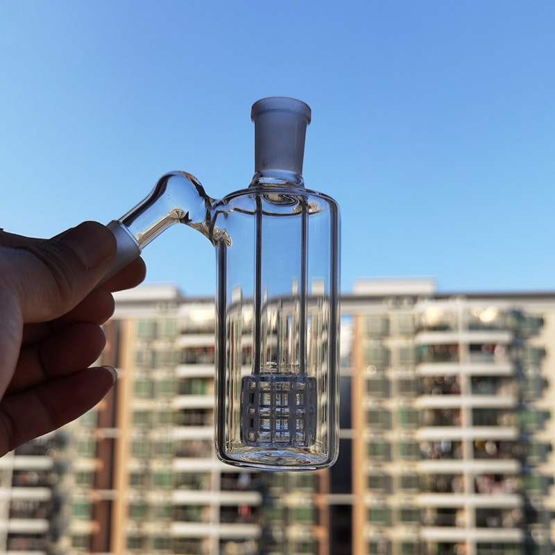 

Perc Glass Bong Ash Catcher Hookahs Apporx 4.6 Inch Mini Thick Pyrex Clear Bubbler Ashcatcher 45 90 Degree 14mm 18mm For Hookah Dab Rig Bongs Water Pipe