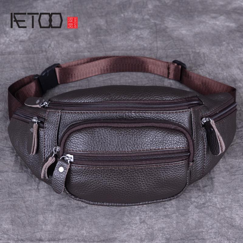 

Waist Bags AETOO Bag, Male Head Layer Leather Multi-functional Simple Stiletto Chest Multi-layer Trend Men's Bag
