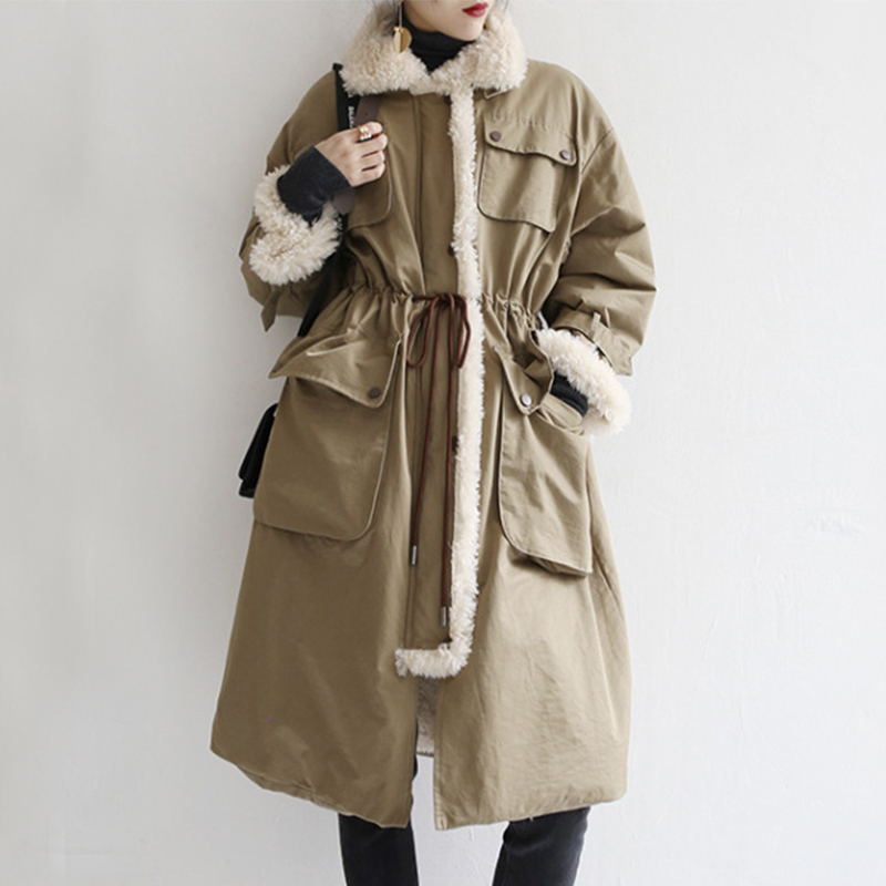 

Johnature Women Korean Style Parkas Warm Pockets Patchwork Turtleneck Winter Button Solid Color Female Parkas Coats 210521, Wine red