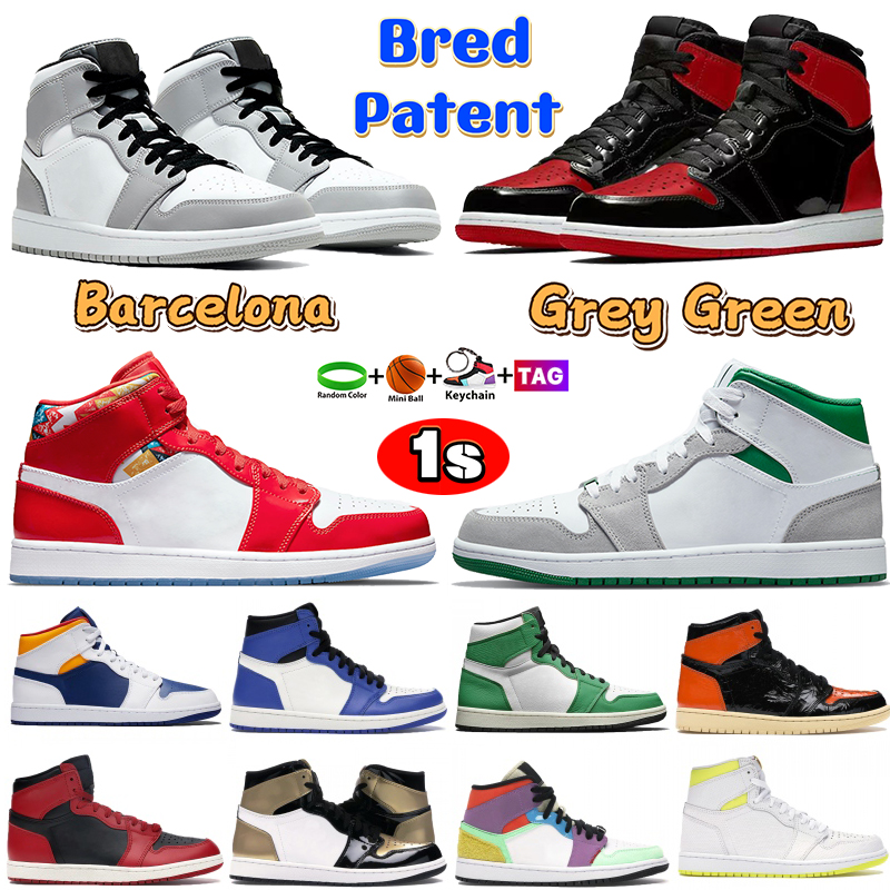 

High Mid 1 1s Basketball shoes Bred Patent Light smoke grey Barely Rose Mens Shoe Brushstroke Banned Chicago Bred Toe Paint Drip Peach Mocha Men Running Sneakers, Bubble wrap packaging