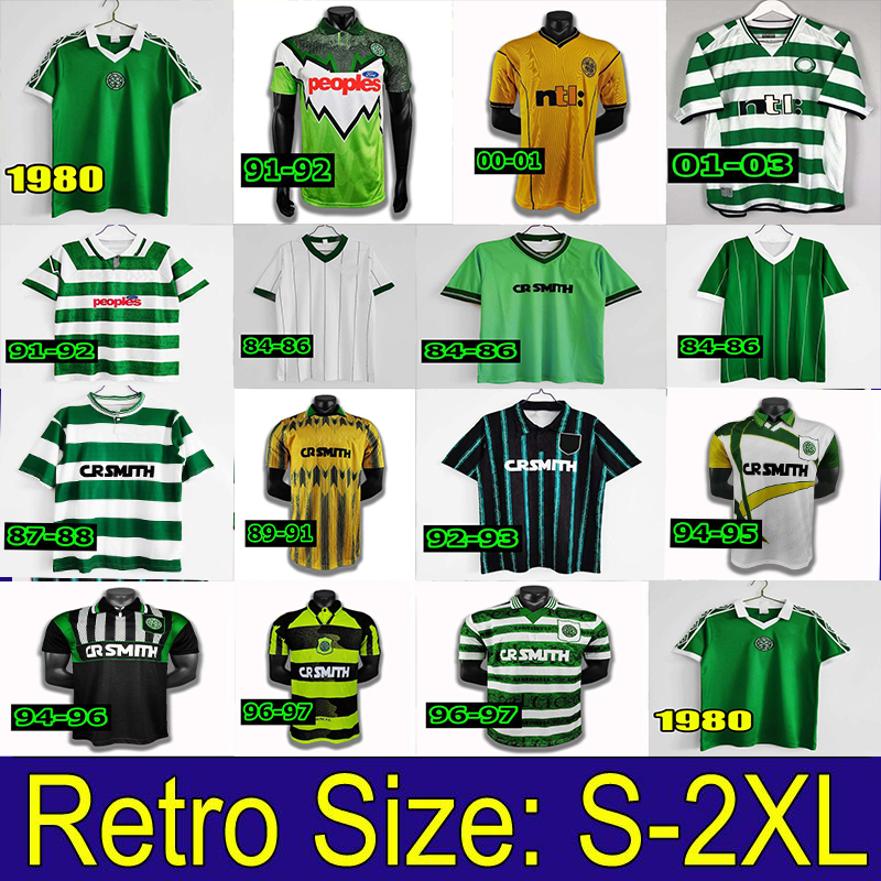 

82 84 86 89 Celtic Retro Soccer Jerseys 1991 1992 1998 1999 football shirts LARSSON Classic Vintage Sutton 1995 1997 1980 kits top, Black;yellow