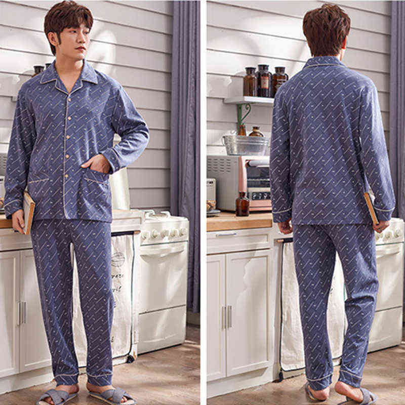 

Cotton Men's Long Sleeve Large Size Pajamas & Nightgowns & Sleepshirts Casual Homewear Set Winter Spring Autumn Pajama Set Men 211111, F2946 mr