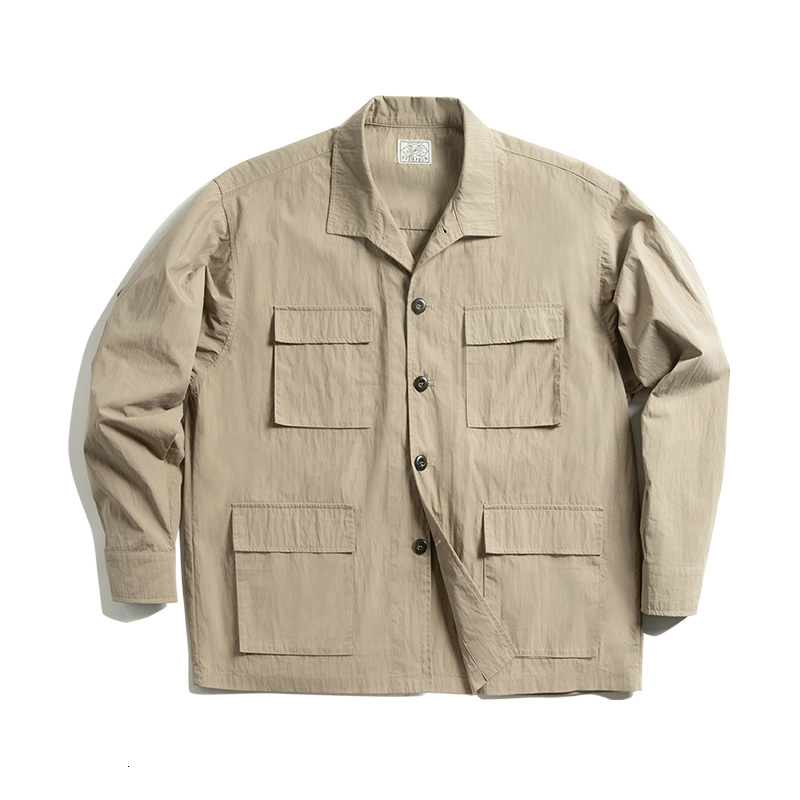 

Men's Jackets Maden men's brown shirts, vintage long sleeve shirt, large size casual, solid cotton pocket, clothing, jacket LEJV, 1# shoe box