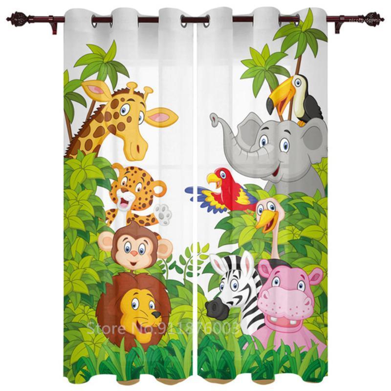 

Curtain & Drapes Children Curtains For Living Room Bedroom Animal Kids Boys Girl Forest Zoo Cartoon Jungle Window Treatment Drape