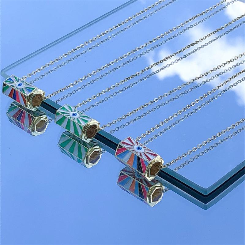 Chains DIY Charm Enamel Copper Pendant Necklace For Women Girls Evil Eye 2021 Trendy Party Jewelry Women's Neck Chain Choker-image-730430879