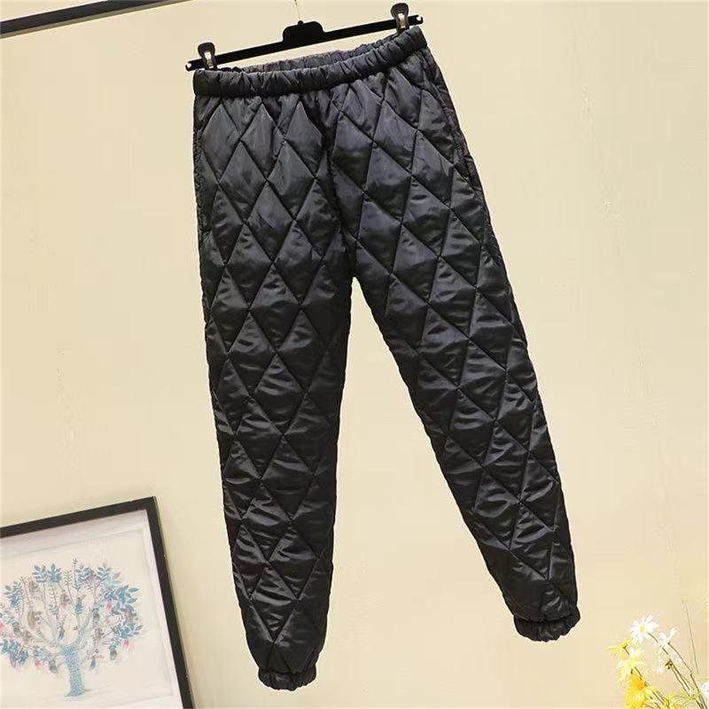 

Women's Pants & Capris Women Cotton Wadded Winter Solid Color Keep Warm High Waist Long Thermal Thicken Fashion Trousers Joggers Streetwear, Black;white