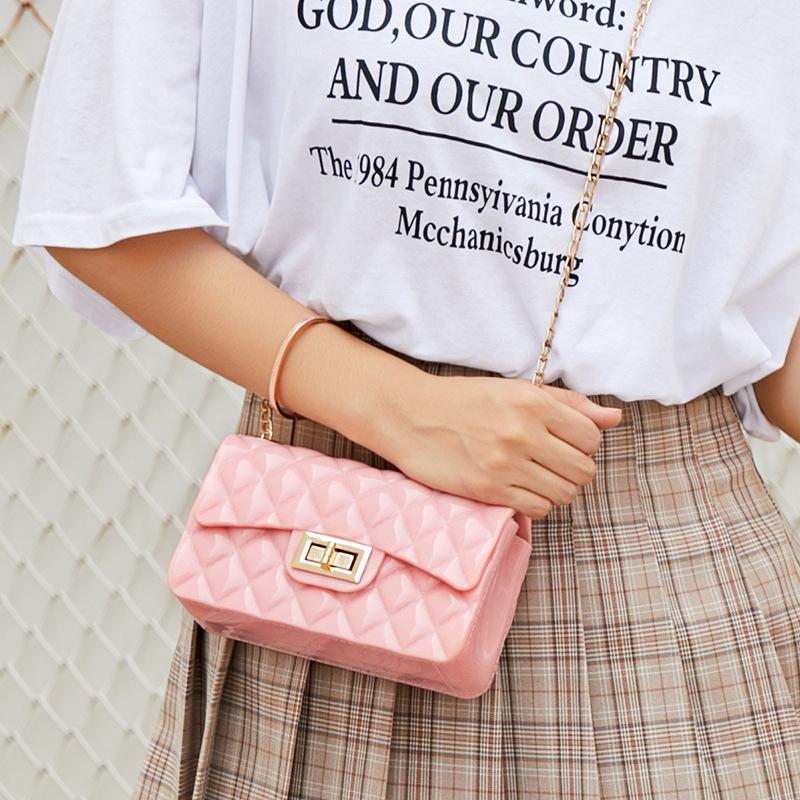 

Evening Bags Fashion Plaid Chain Crossbody Women Messenger Bag Female Lock Cross Body Shoulder PU Leather Small Square Flap