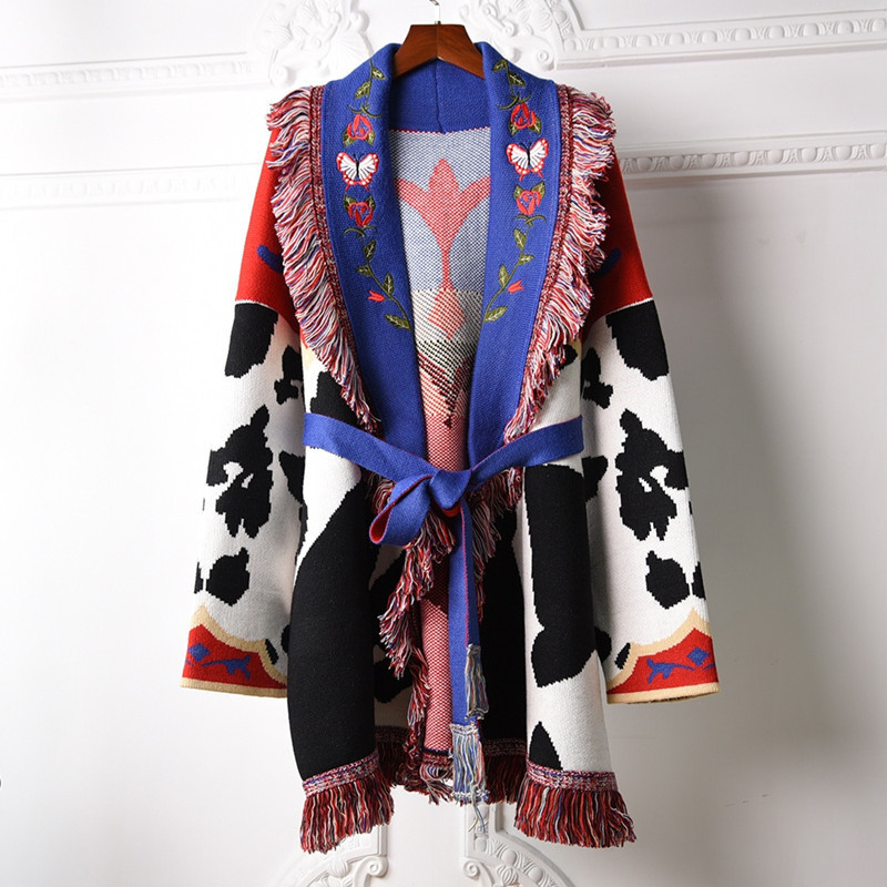 

Women' Sweaters Spring autumn fashion high quality female jacquard cashmere cardigans chic embroidered loose mesh jacket c613, Model 2