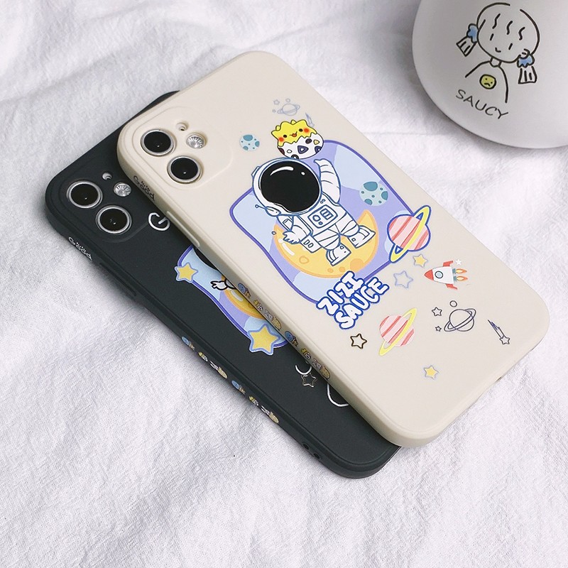 

cartoon cute matte space astronaut planet phone cases soft silicone for iphone 11 12 pro max xs x xr 7 8 plus tpu shell cover