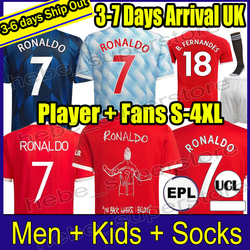 

RONALDO SANCHO RASHFORD soccer jersey 21 22 SHAW 2021 2022 fans player version POGBA MARTIAL LINGARD B. FERNANDES football shirt men kids kit, 21-22 kids